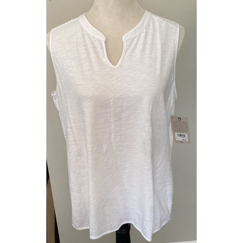 Bass Womens Sleeveless Top, 100% cotton, white size Large, NWT